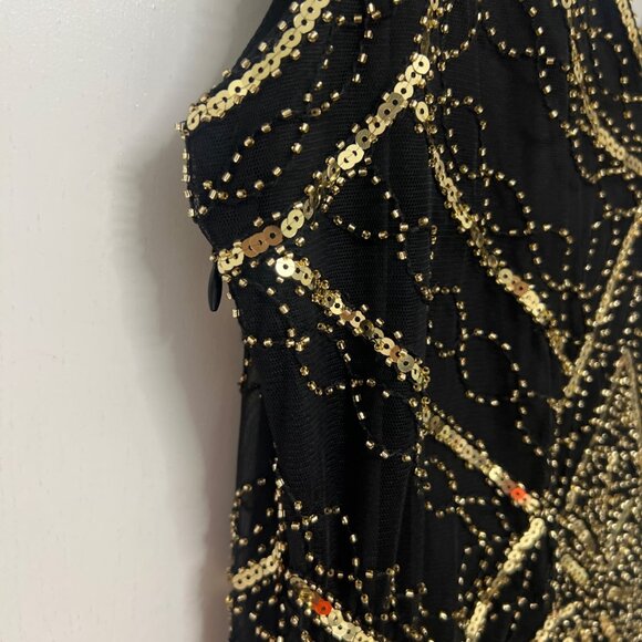 Flapper Costume Set Size Medium Gold and Black Sequins Costume Set Size Medium - Picture 6 of 10